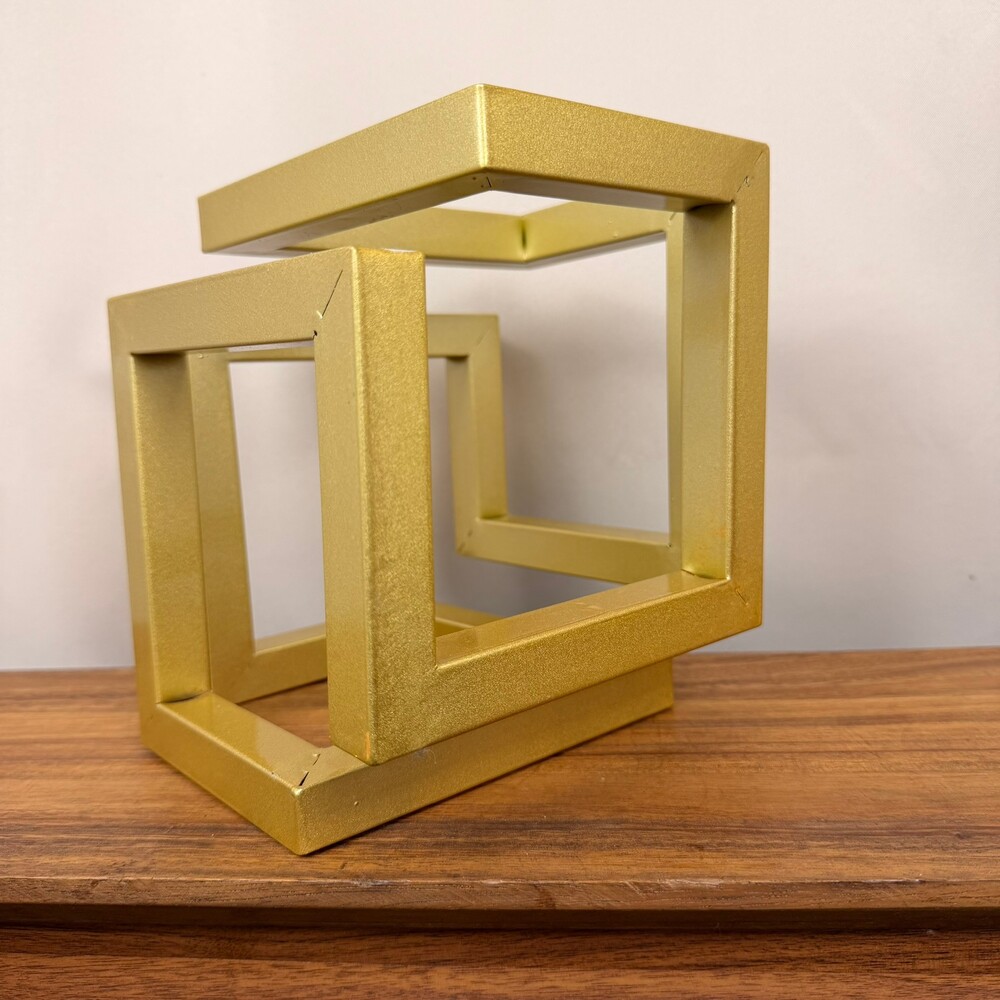 Infinity Cube Gold Metal Geometric Sculpture Square Frames 8 inch